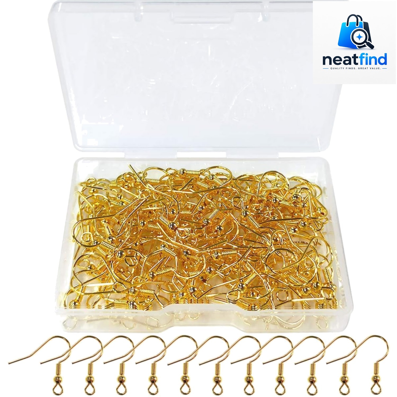 120pcs Earring Hooks with Ball and Coil, Hypo Allergenic Plated Gold Ear Wire...
