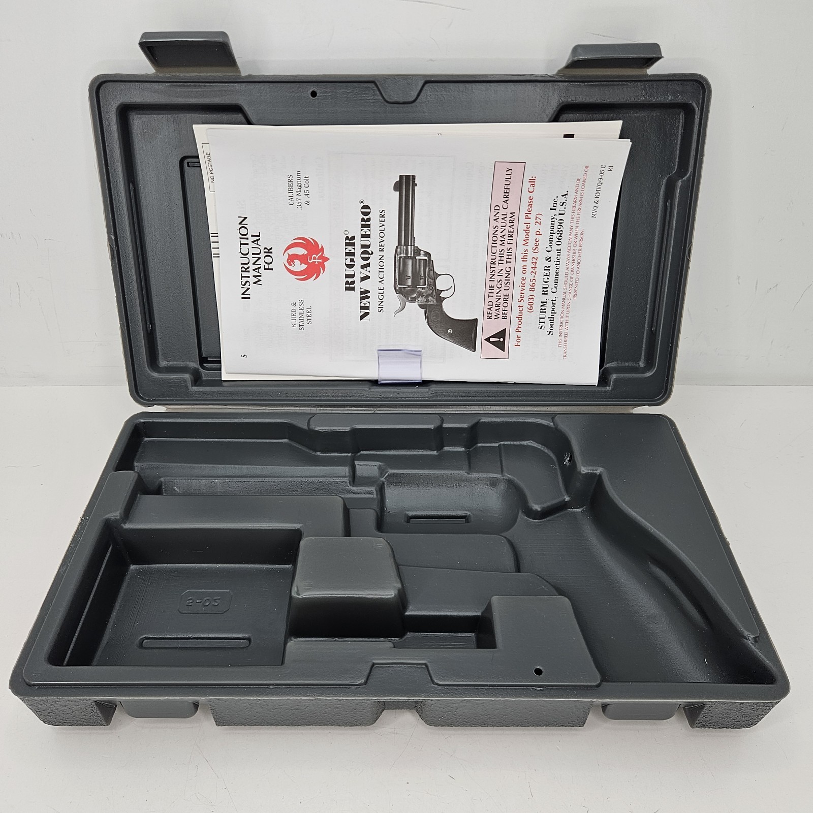 Ruger Revolver .357 Magnum OEM Plastic Hardcase W/ Manual Mdl# 05109 Cat# KNV-34