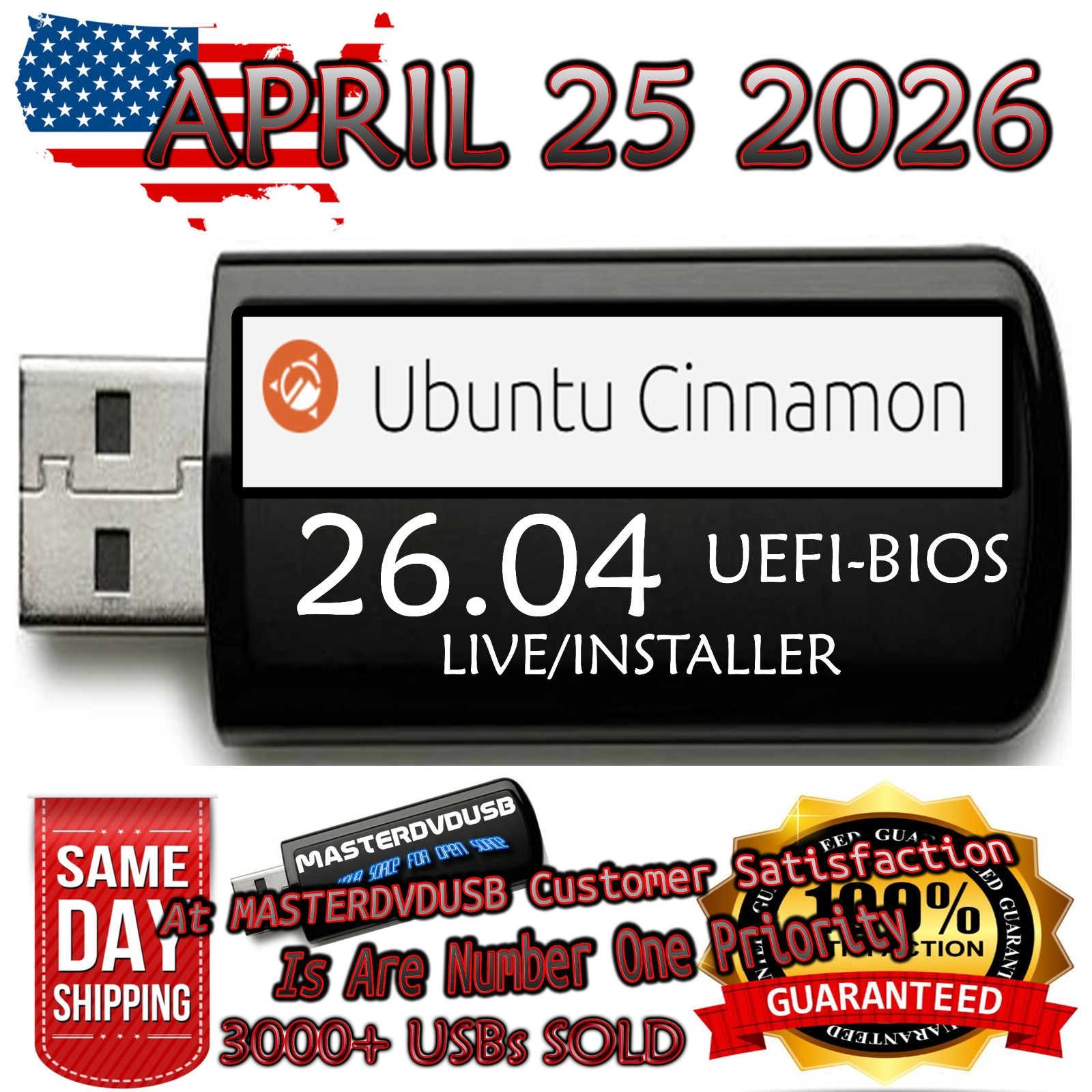 Ubuntu Cinnamon 26.04 LTS USB Live/Installer (Released April 25th, 2026) USA
