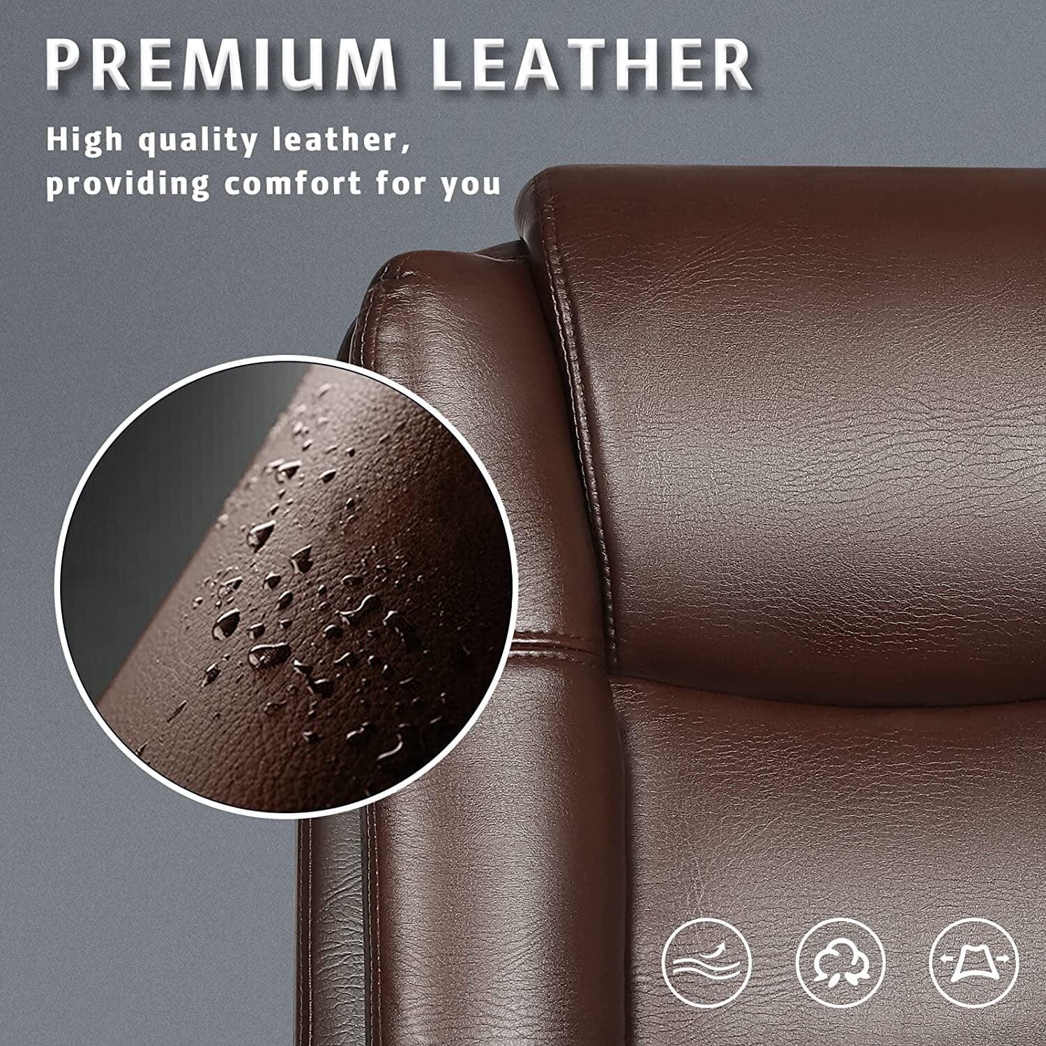 Heavy Duty Leather Office Rolling Computer Chair High Back Executive Desk Brown