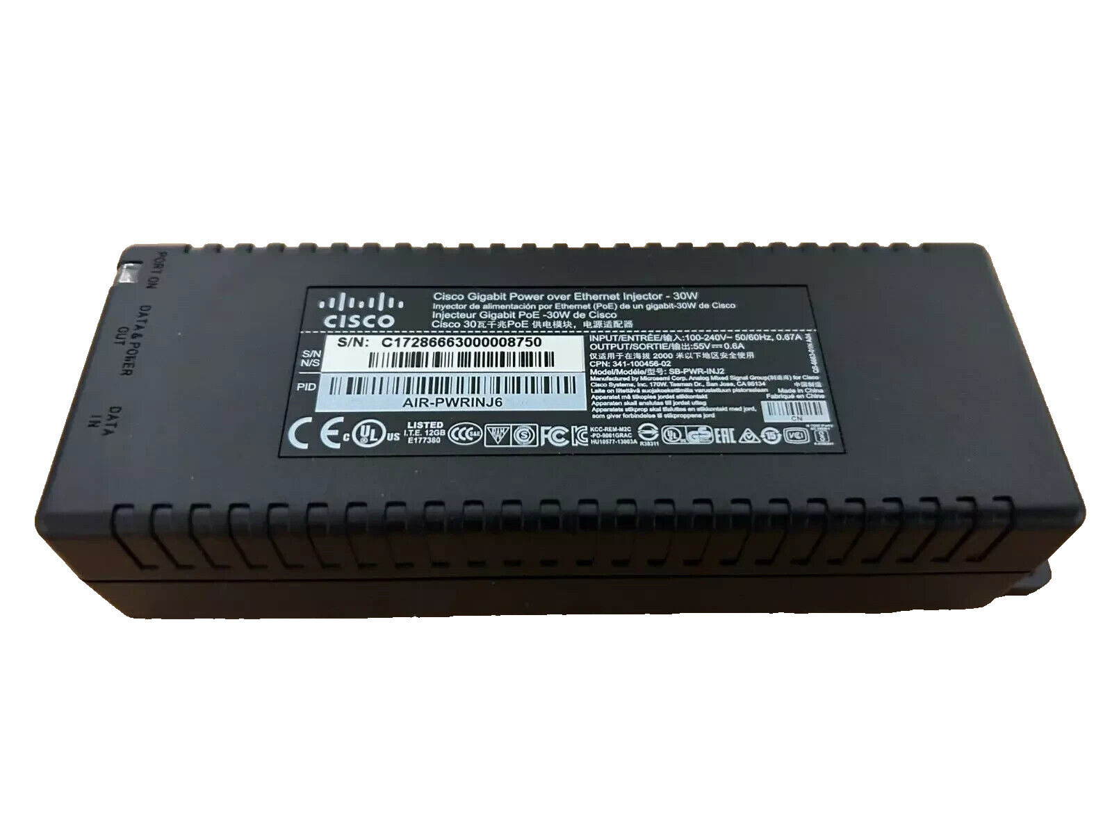 Cisco Microsemi Aironet Power Injector 30w 802.3at PoE Access Point AIR-PWRINJ6