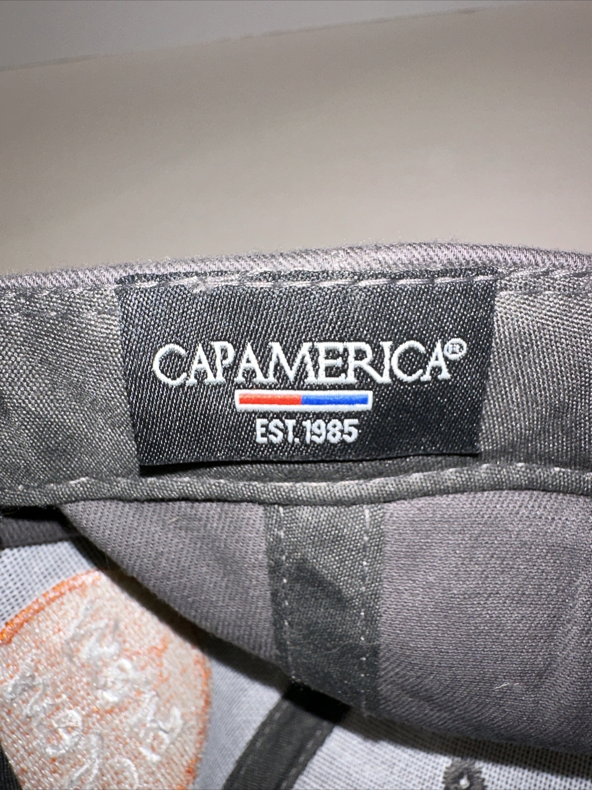 Biggby Brew Crew Orange Logo on Gray Hat Cap Hook Loop Cap America