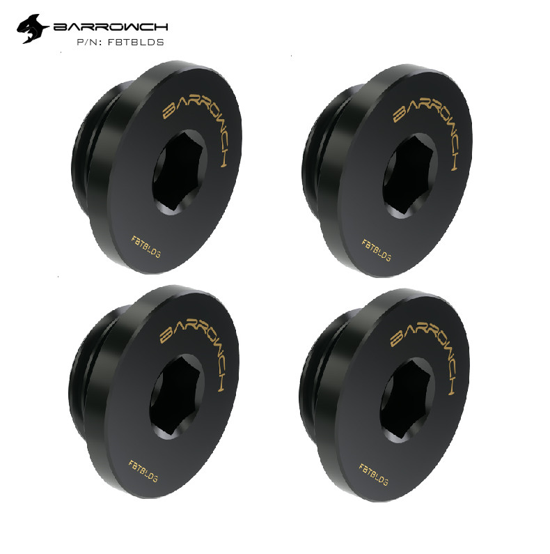 4 x Barrow BarrowCH G1/4 Stop Plug Fitting Low Profile Internal Hex Socket Black