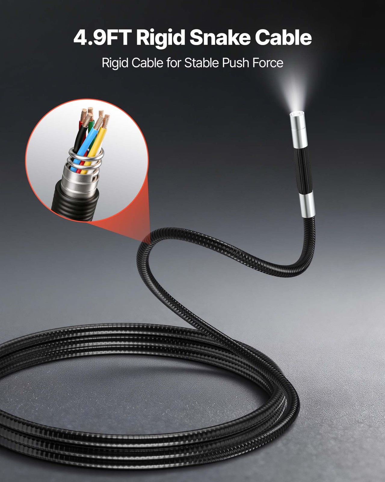 VEVOR 2-Way Articulating Borescope Camera Endoscope with 4.3" IPS Screen 8X Zoom