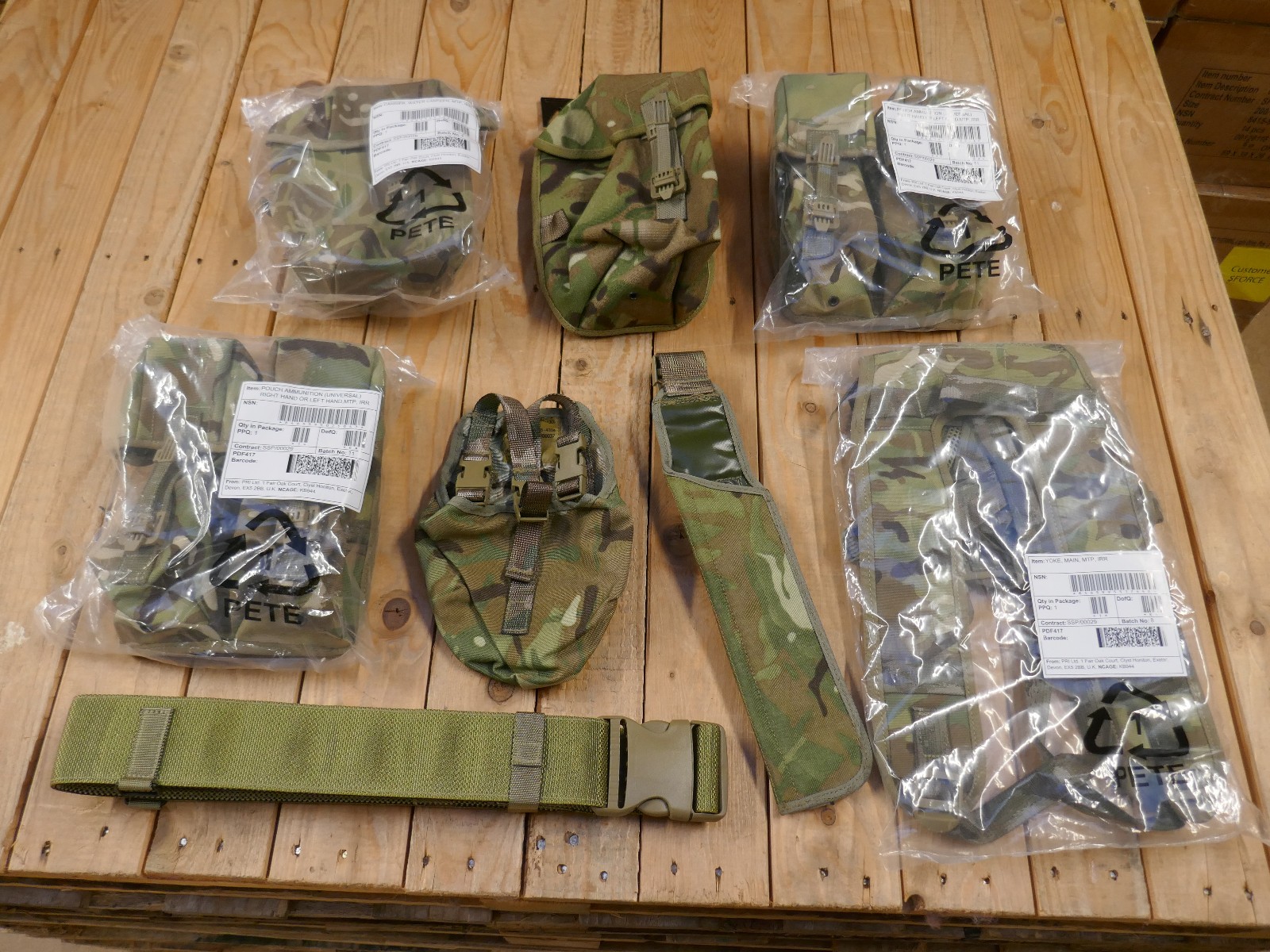 Full Set of PLCE Webbing in MTP Camo - Genuine Army Issue - Yoke Belt & Pouches