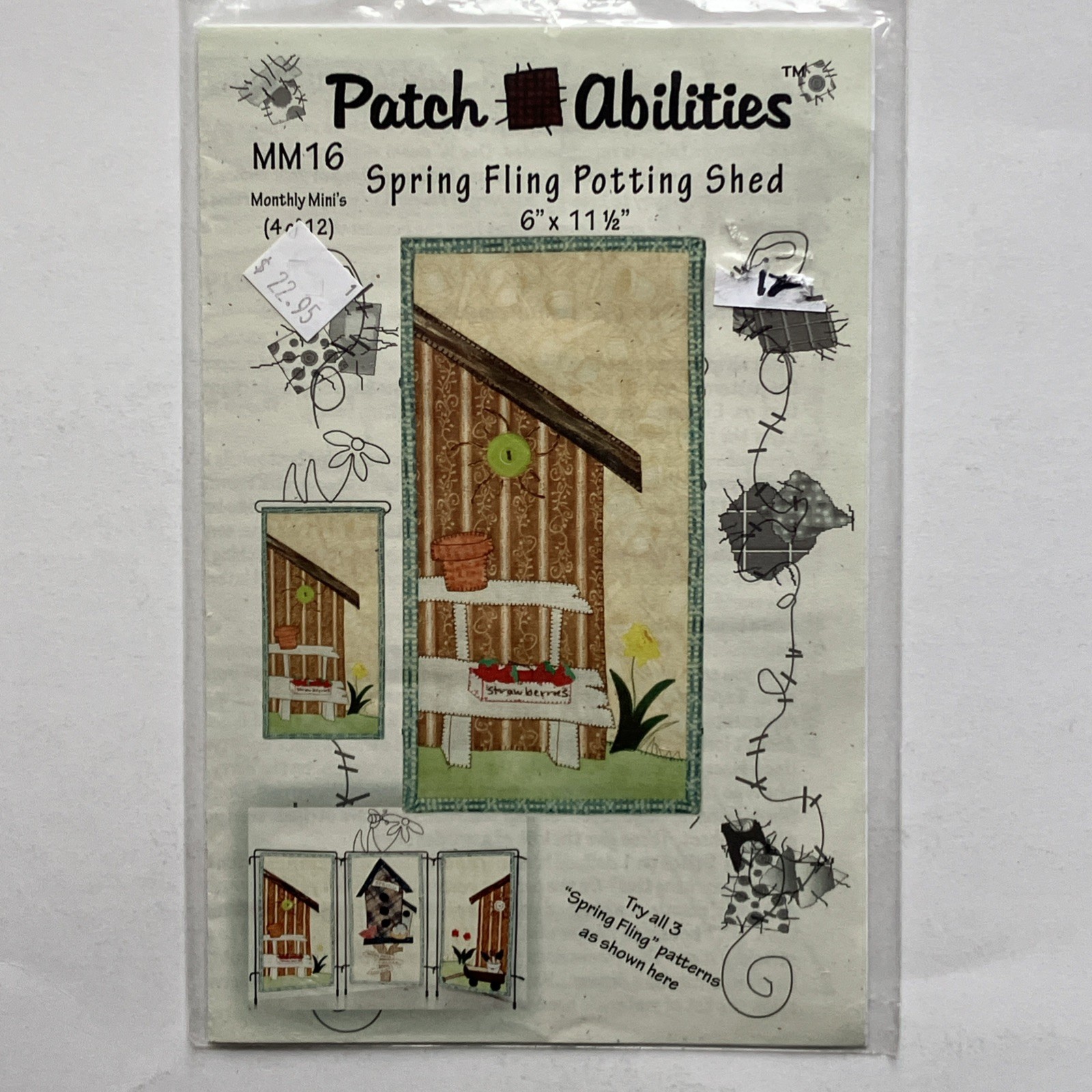 Patch Abilities Pattern MM16 Spring Fling Potting Shed 6" x 11.5" Wall Hanging