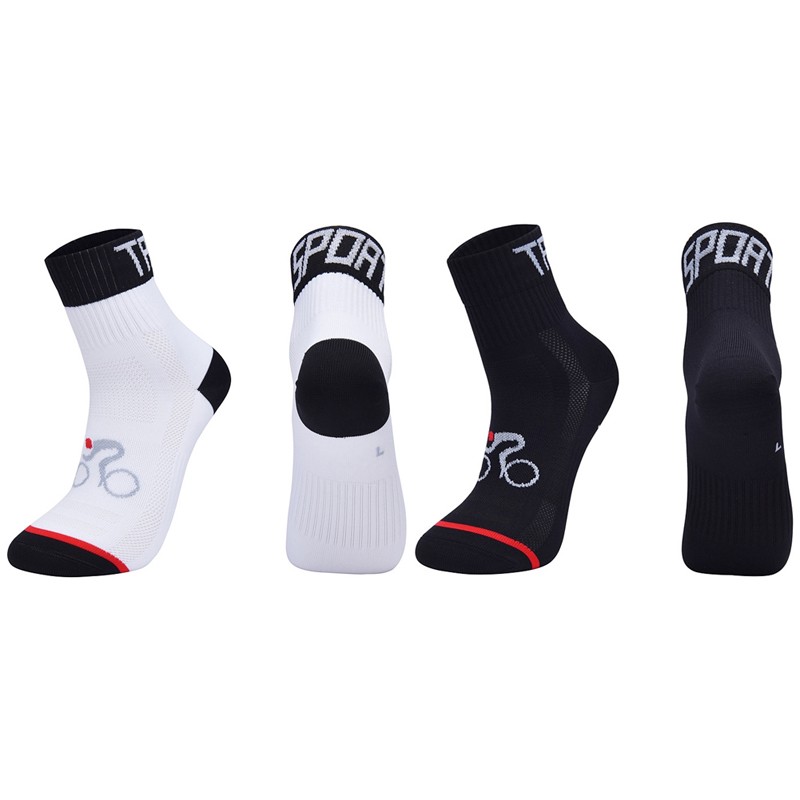 2 Pairs Cycling Socks Road Riding Bicycle Bike Sports Ankle Socks XC Black White