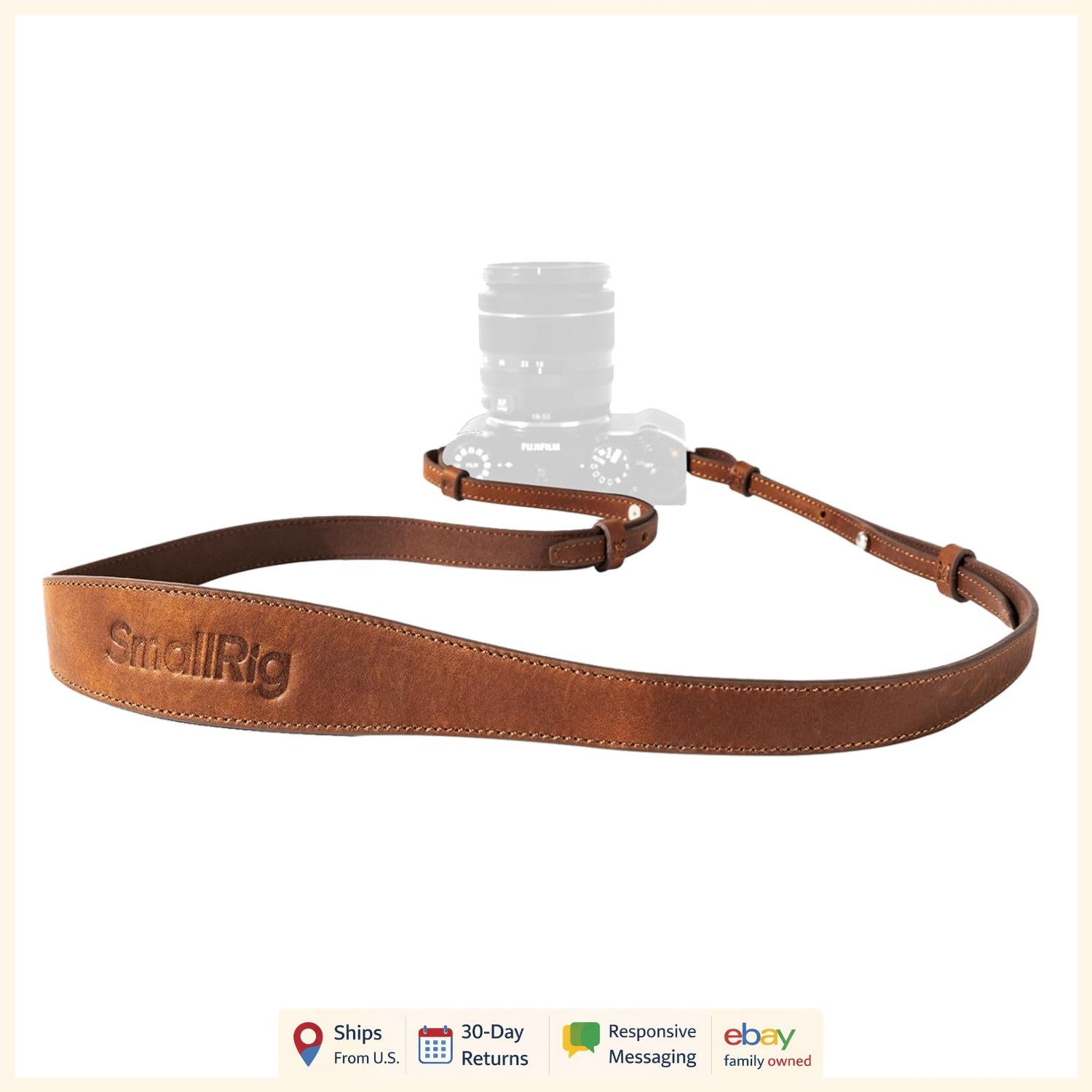Universal Camera Shoulder Strap in Brown Leather for DSLR and Mirrorless Cameras