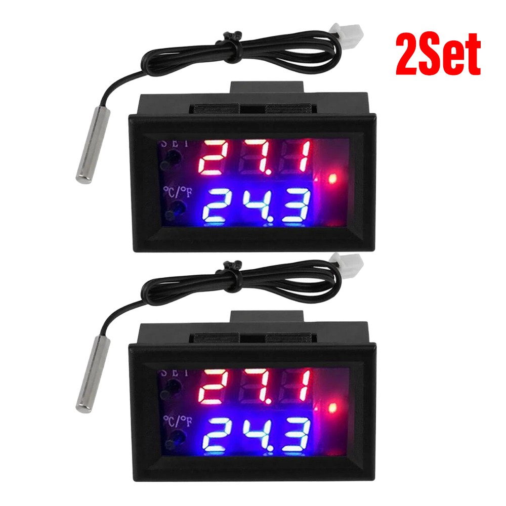 Digital LED Microcomputer Thermostat Controller Switch Temperature Sensor 12V 2X