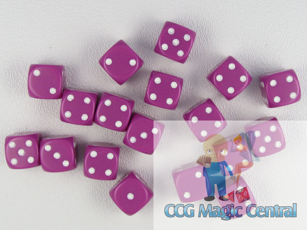 CHESSEX opaque 12mm 18 D6 LIGHT PURPLE-WHITE DICE