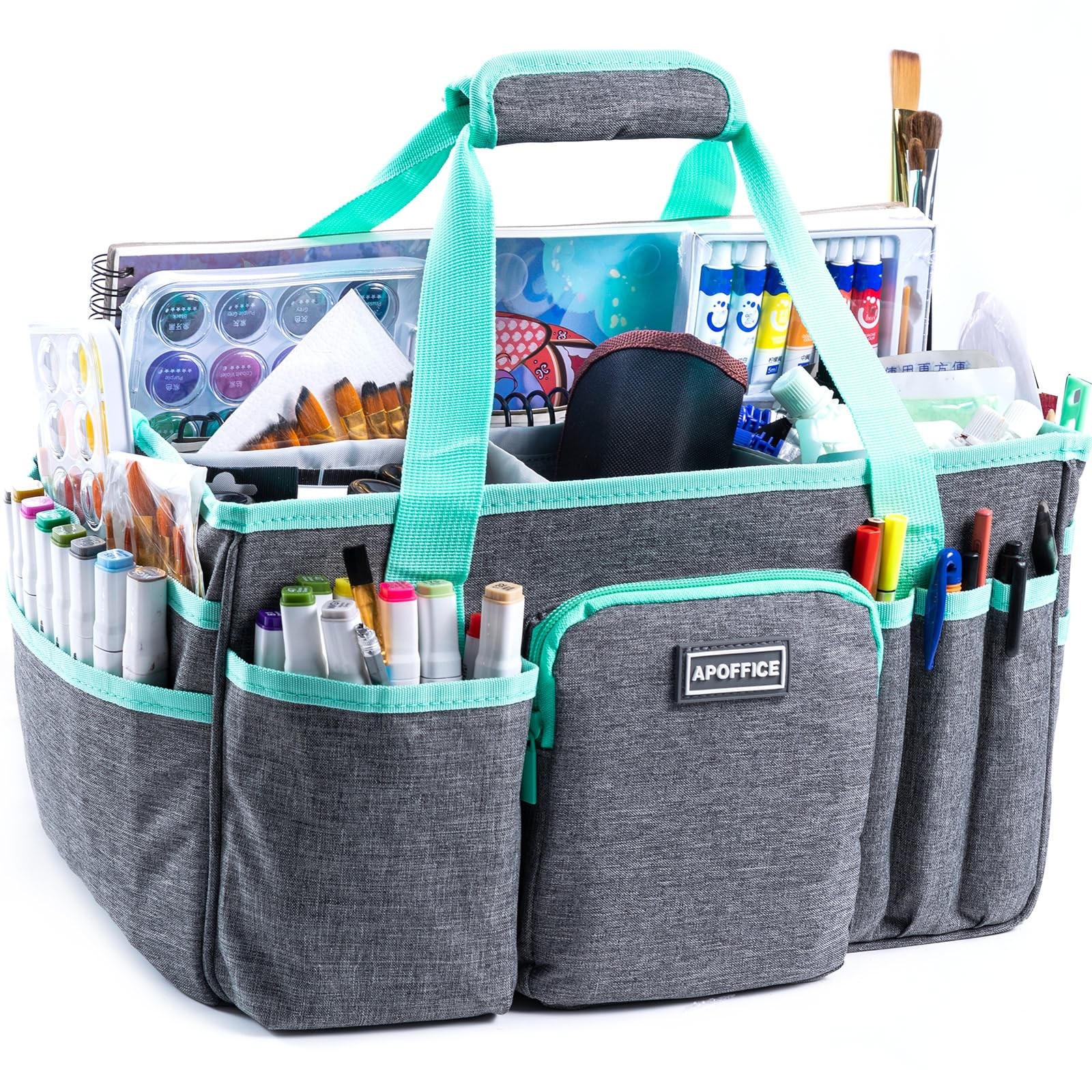 Bolsa de mano organizadora de suministros de arte con asa para almacenamiento