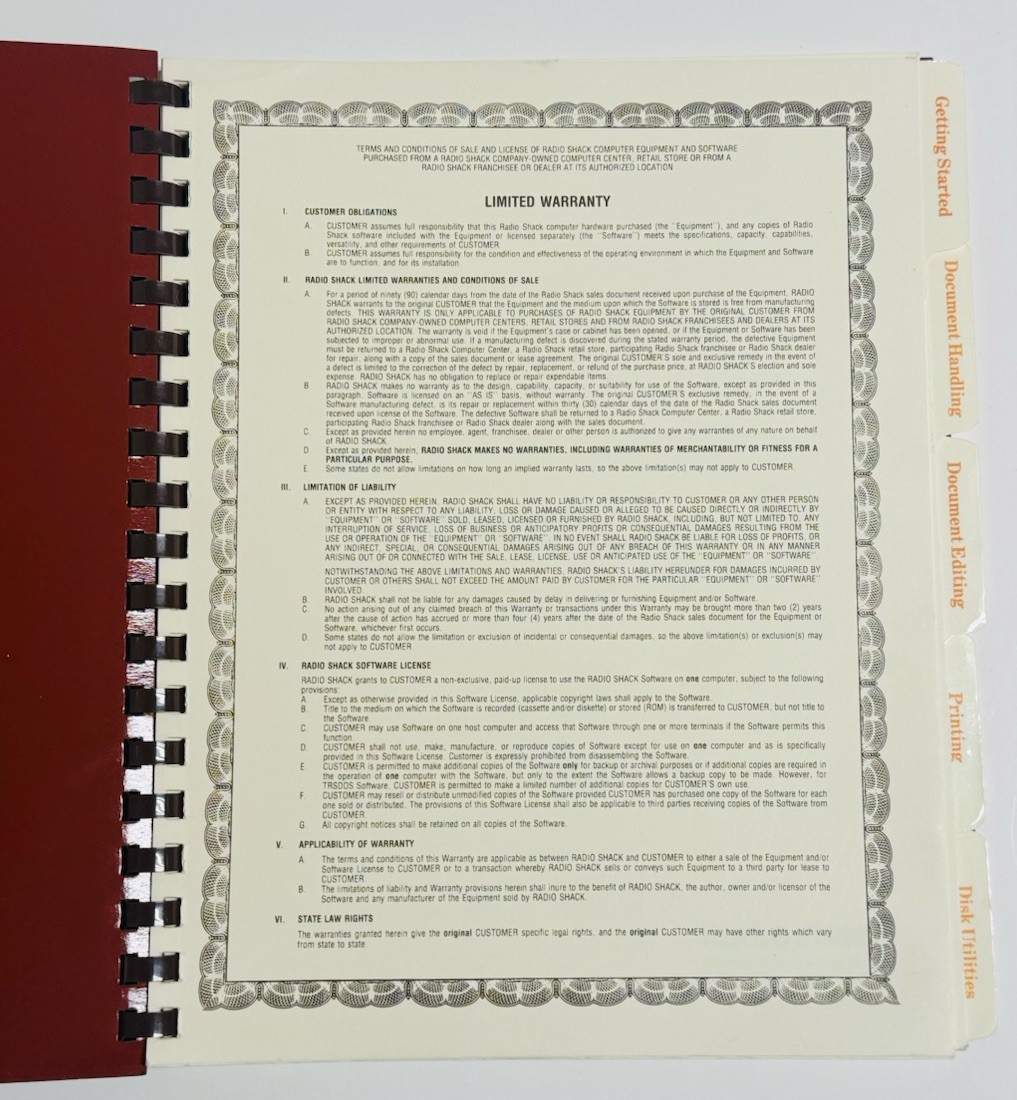 Radio Shack Model II Scripsit 2.0 Reference Manual