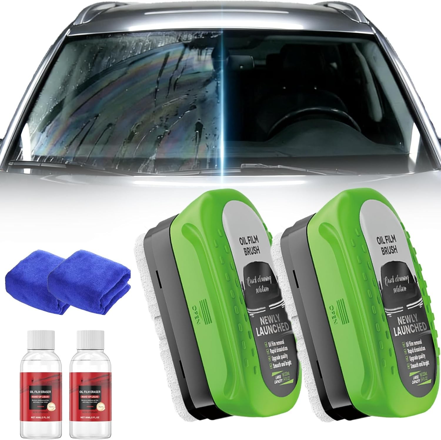 Oil-Free Car Glass Brushes, 2026 Upgrade Clear Vision Glass Cleaner,120ml Automo