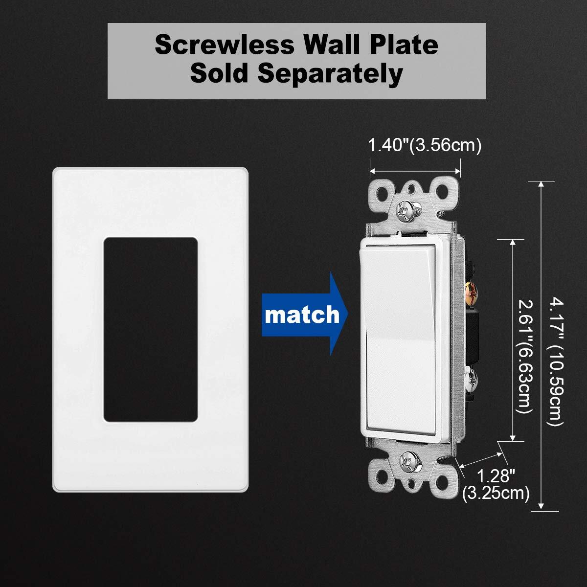 50 Pack Cml Decorator Wall Light Switch Single Pole Switch 15a 120/277v 3year