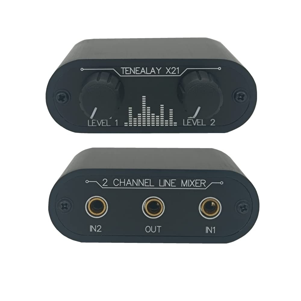 TENEALAY 2 Way Audio mixer 3.5mm Un-powered mixer, 2 to 1 Stereo aux 3.5mm...