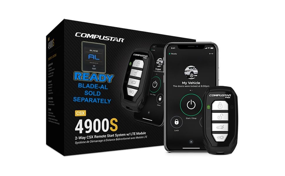 Compustar CSX4900-S 4-Button 2-Way 3000' Remote Auto Car Start System & Drone LT