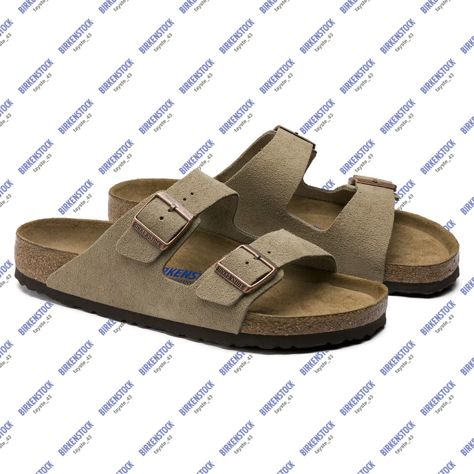 BIRKENSTOCK Arizona Suede Leather Soft Footbed Taupe unisex sandals Wide/Narrow