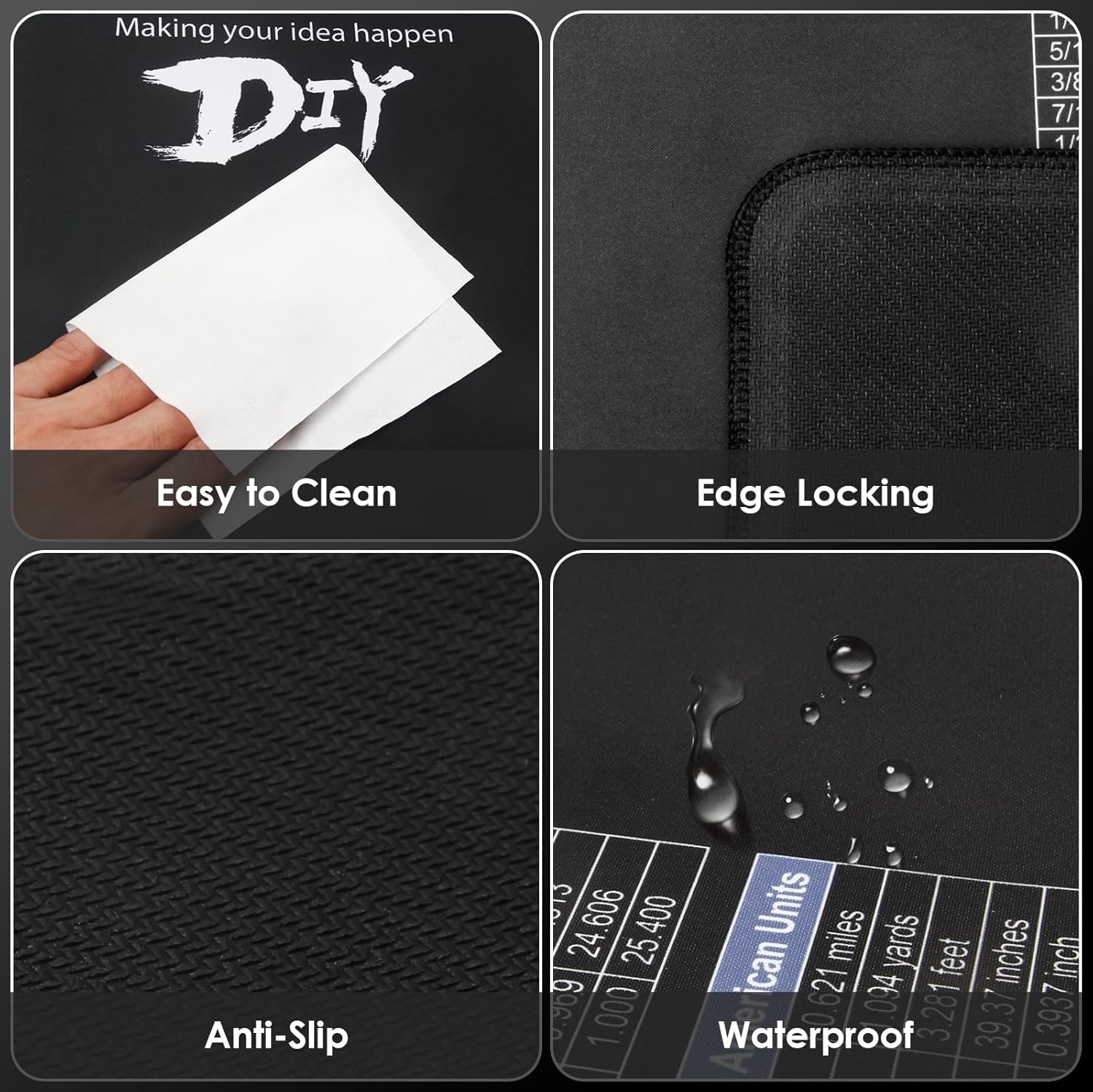 39.5”X18” DIY Worktable Mat Large Work Bench Workshop Workbench Black