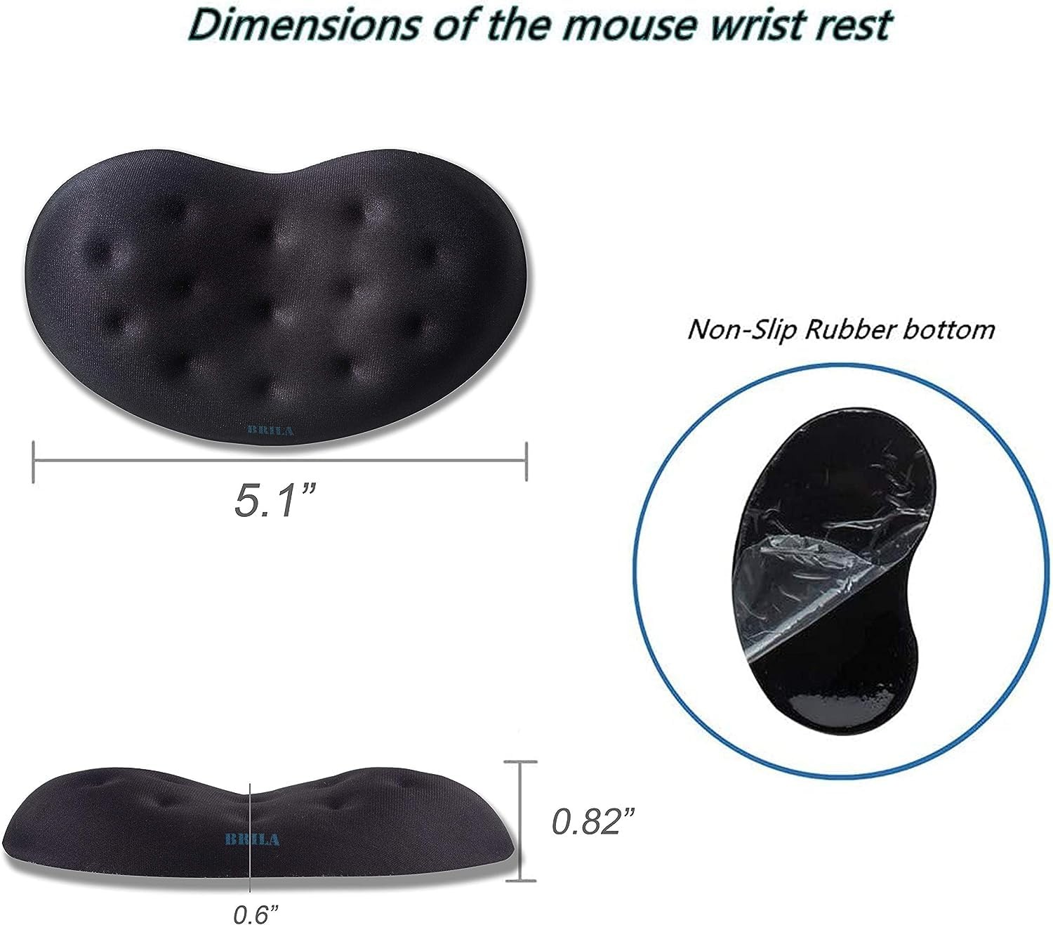 BRILA Ergonomic Memory Foam Mouse Wrist Rest Support Pad Cushion for Computer, -