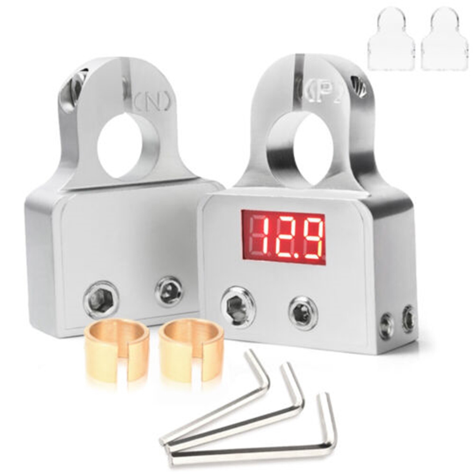 2pcs Car Battery Terminal Connector Digital Voltmeter -0/4/8 AWG Power Post Kit