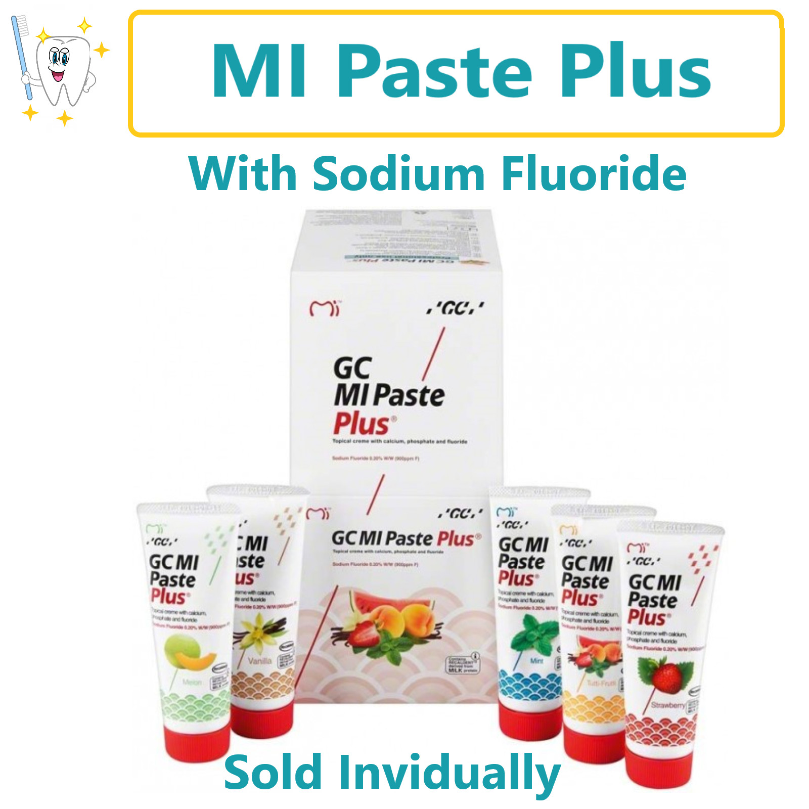 GC MI Paste Plus Water Based Tooth Crème 0.20% w/w, 1/pack Pick Flavor