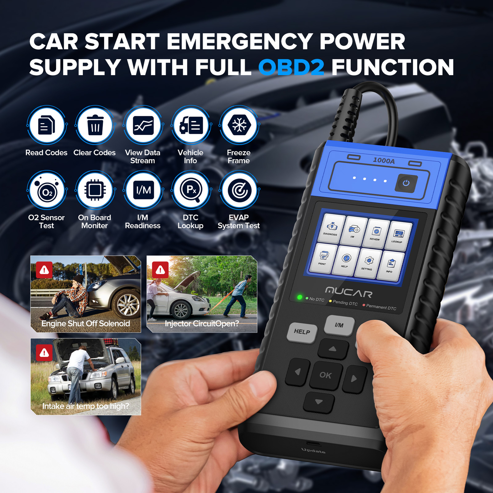 MUCAR JS501 OBD2 Code Reader Universal Car Jump Starter Booster Battery Charger
