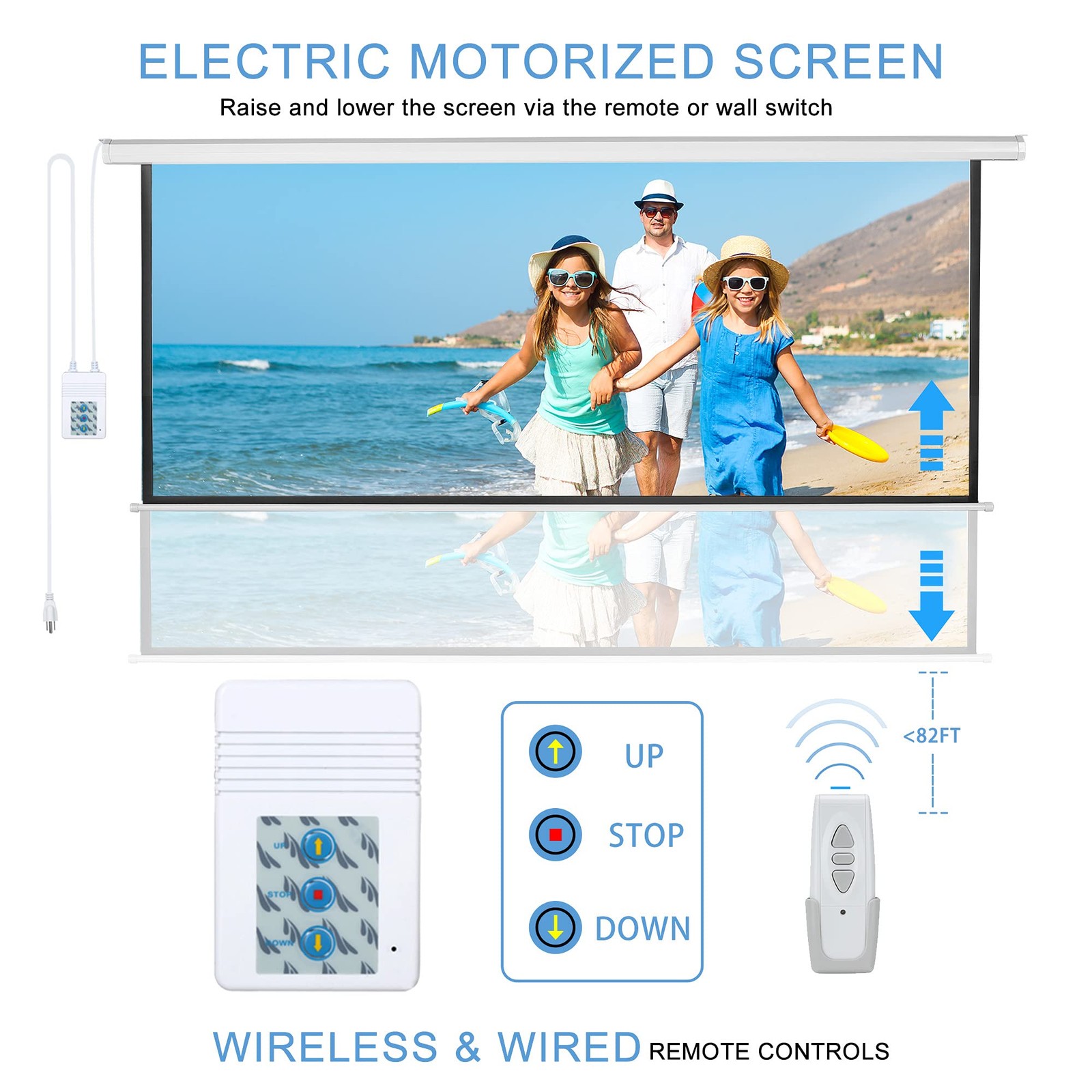 120" Motorized Projector Screen Electric Diagonal Automatic Projection 4:3 HD...