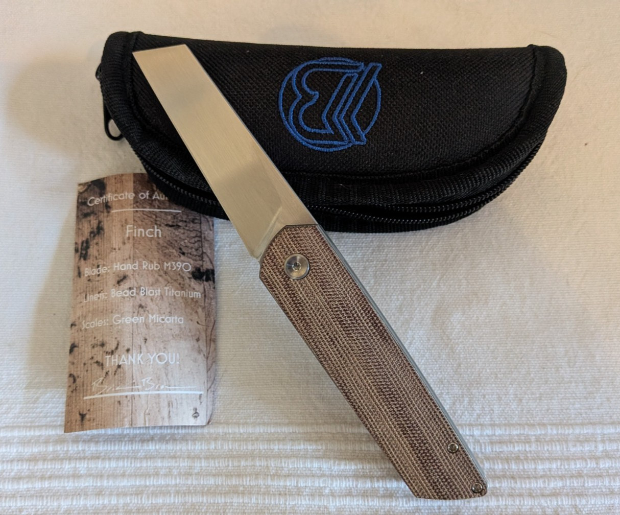 Brian Brown Finch Folding Knife Satin M390 Natural Micarta - NEW - Discontinued