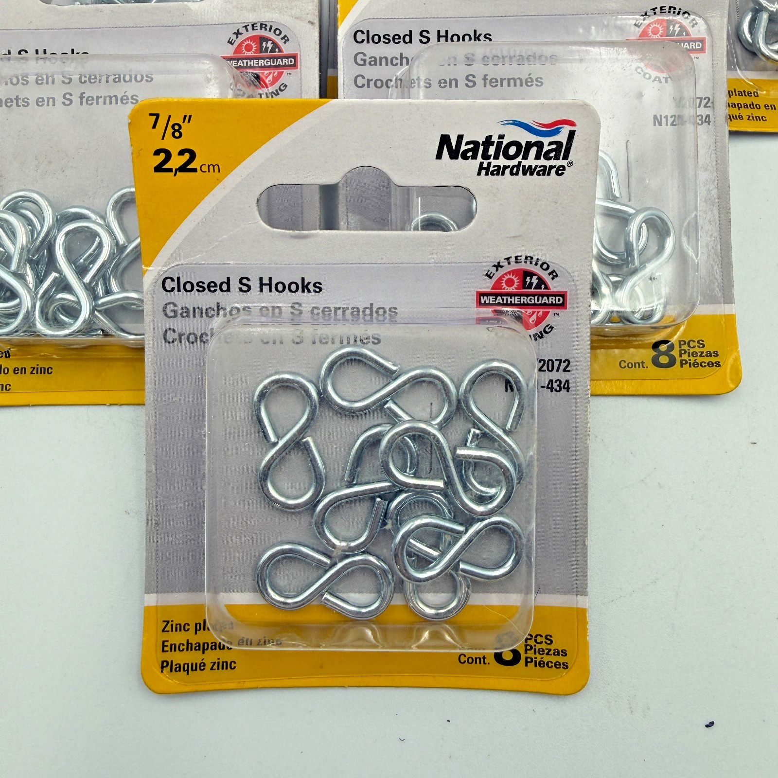 National Hardware N121-434 Closed S Hooks 7/8" Zinc Plated (Lot of 6 Pks of 8)
