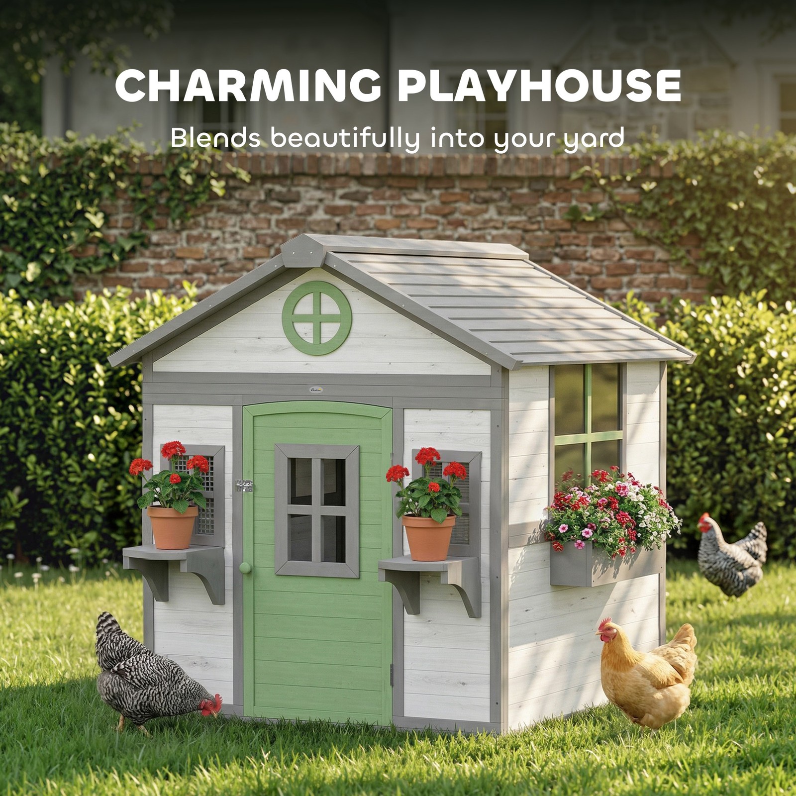 Chicken Coop, Wooden Hen House Outdoor Playhouse for 2-4 Chickens