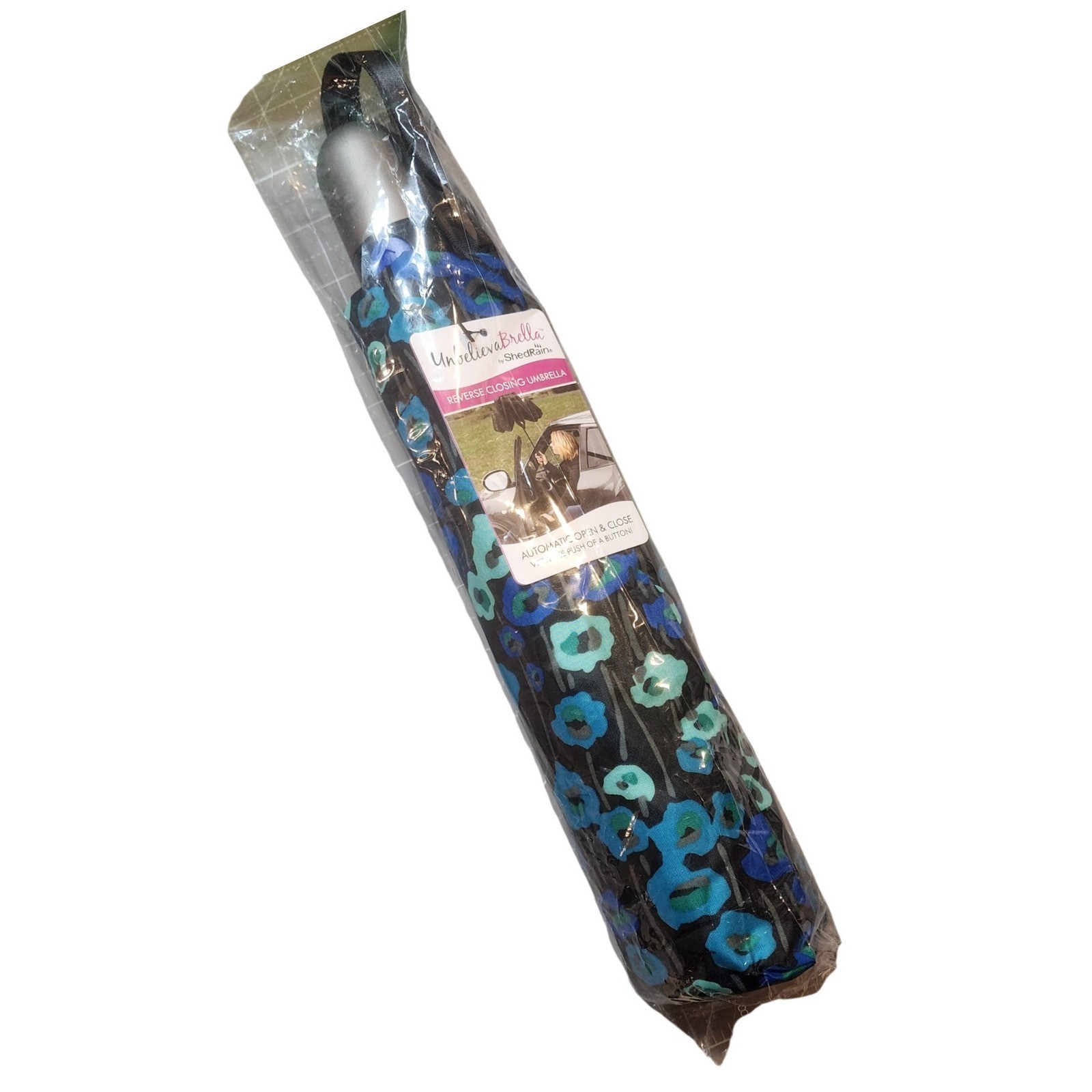 NWT ShedRain UnbelievaBrella Monet Reverse Closing Umbrella Automatic Open Close
