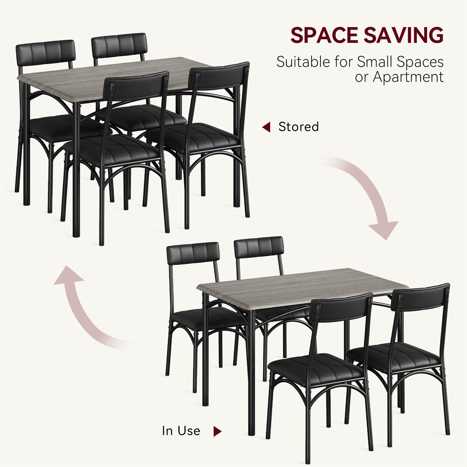 🆕Dining Table for 4 Upholstered Chairs Kitchen & Dining Room Sets for Small Spa