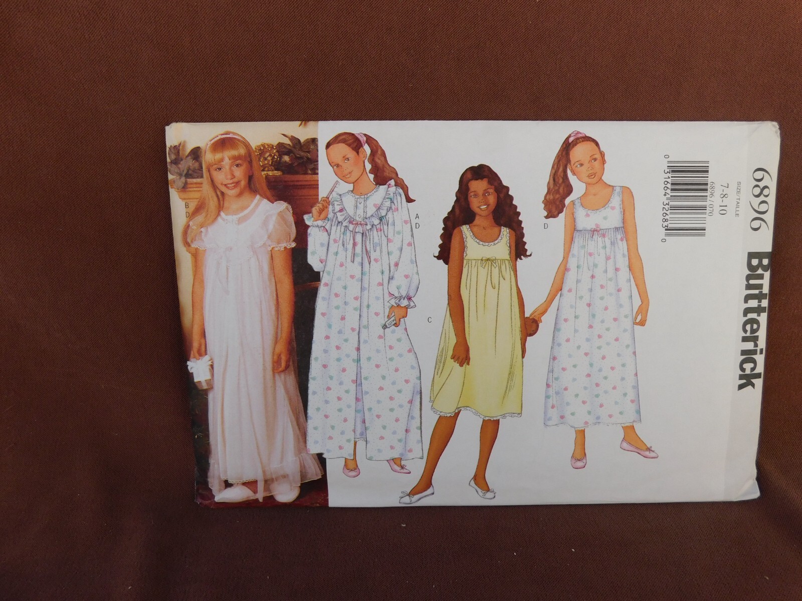 Butterick Girls Robe & Nightgown Sizes 7-10 Uncut Pattern 6896