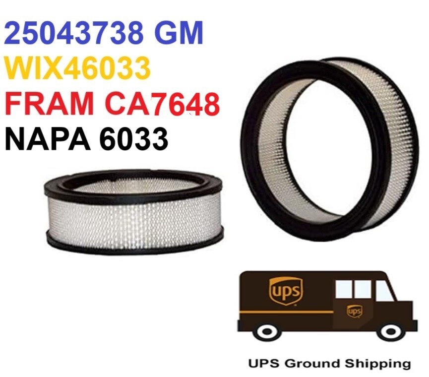 25043738 GM  REPLACES WIX 46033 FRAM CA7648 NAPA6033 AIR FILTER IMPCO F1-5 UPS