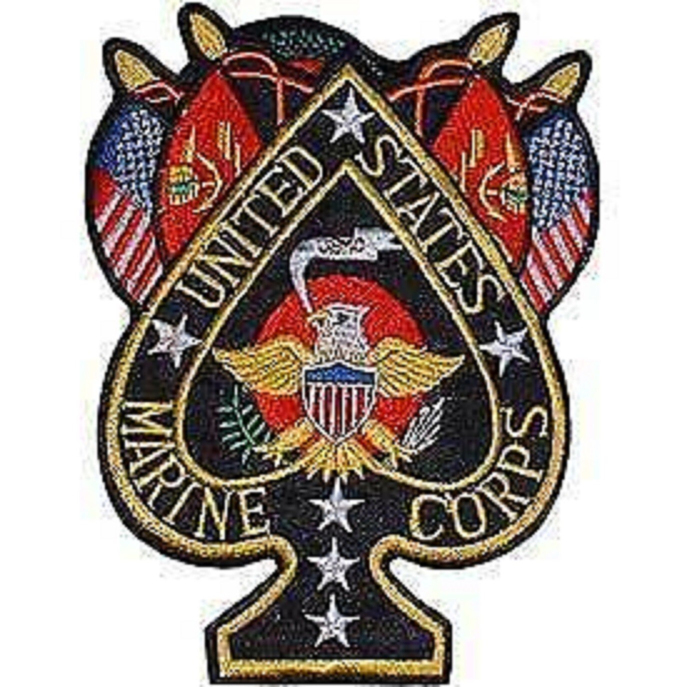 USMC MARINES CORPS BIKER BLACK  SPADE 11" EMBROIDERED  JACKET PATCH