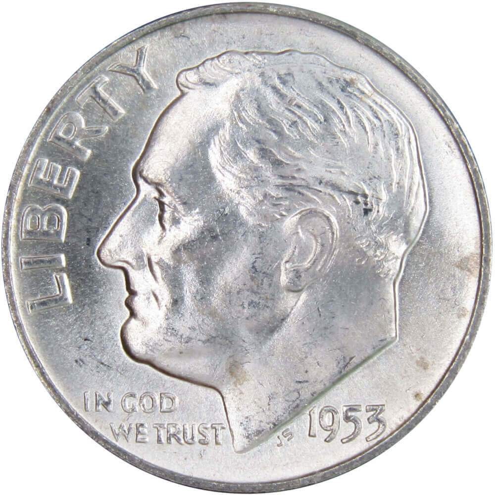 1953 D Roosevelt Silver Dime Uncirculated Mint State 10c Coin