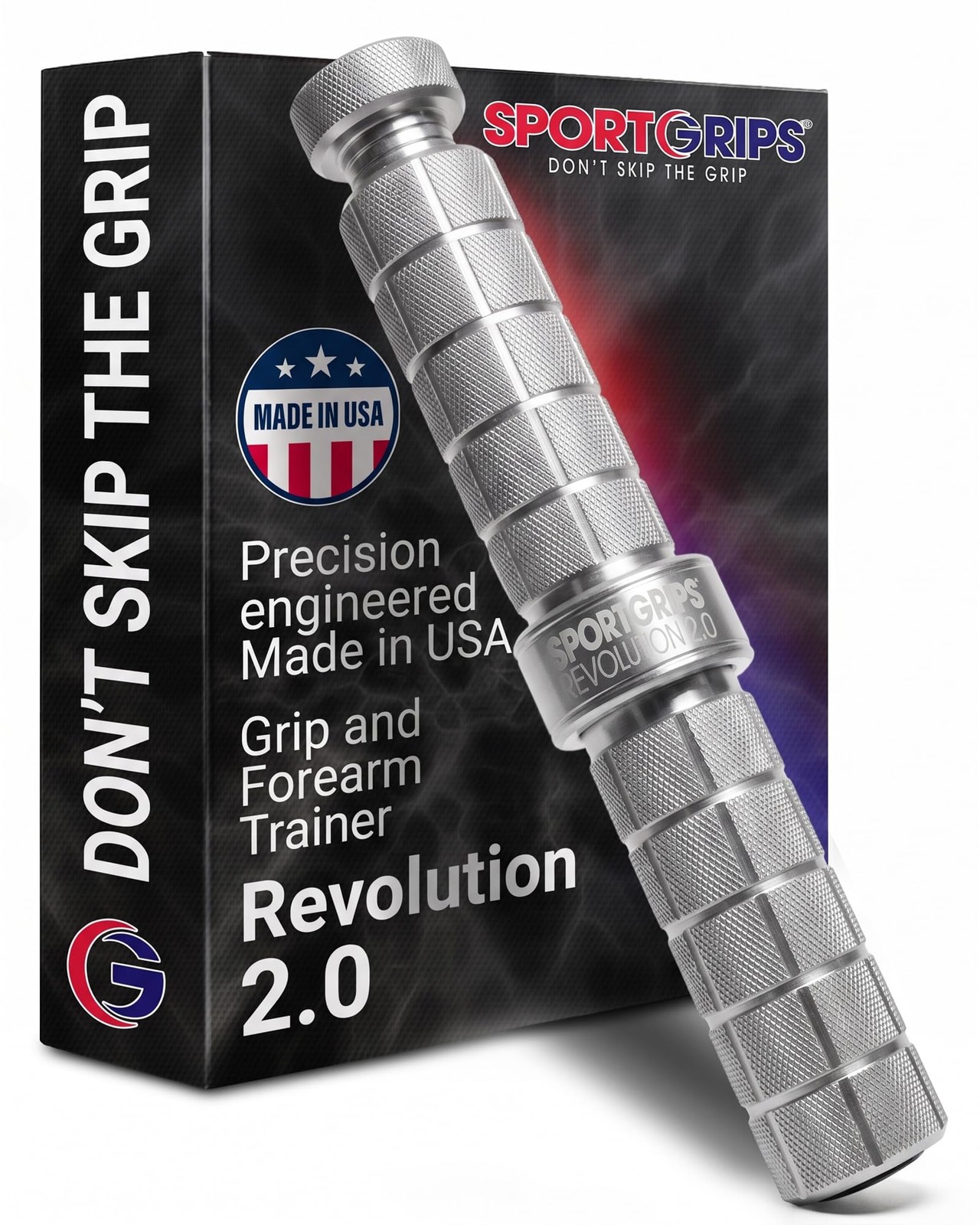 Sportgrips Revolution 2.0 (Silver) – Adjustable Resistance Grip & Forearm Tra...