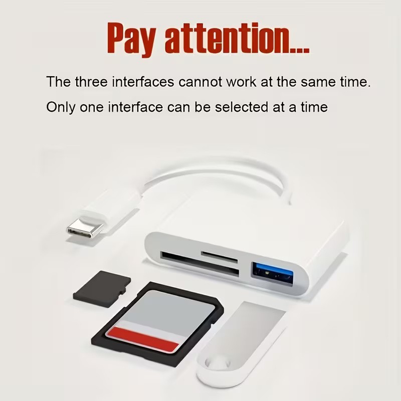 USB‑C 3‑in‑1 Multiport Hub – SD, MicroSD & USB Support