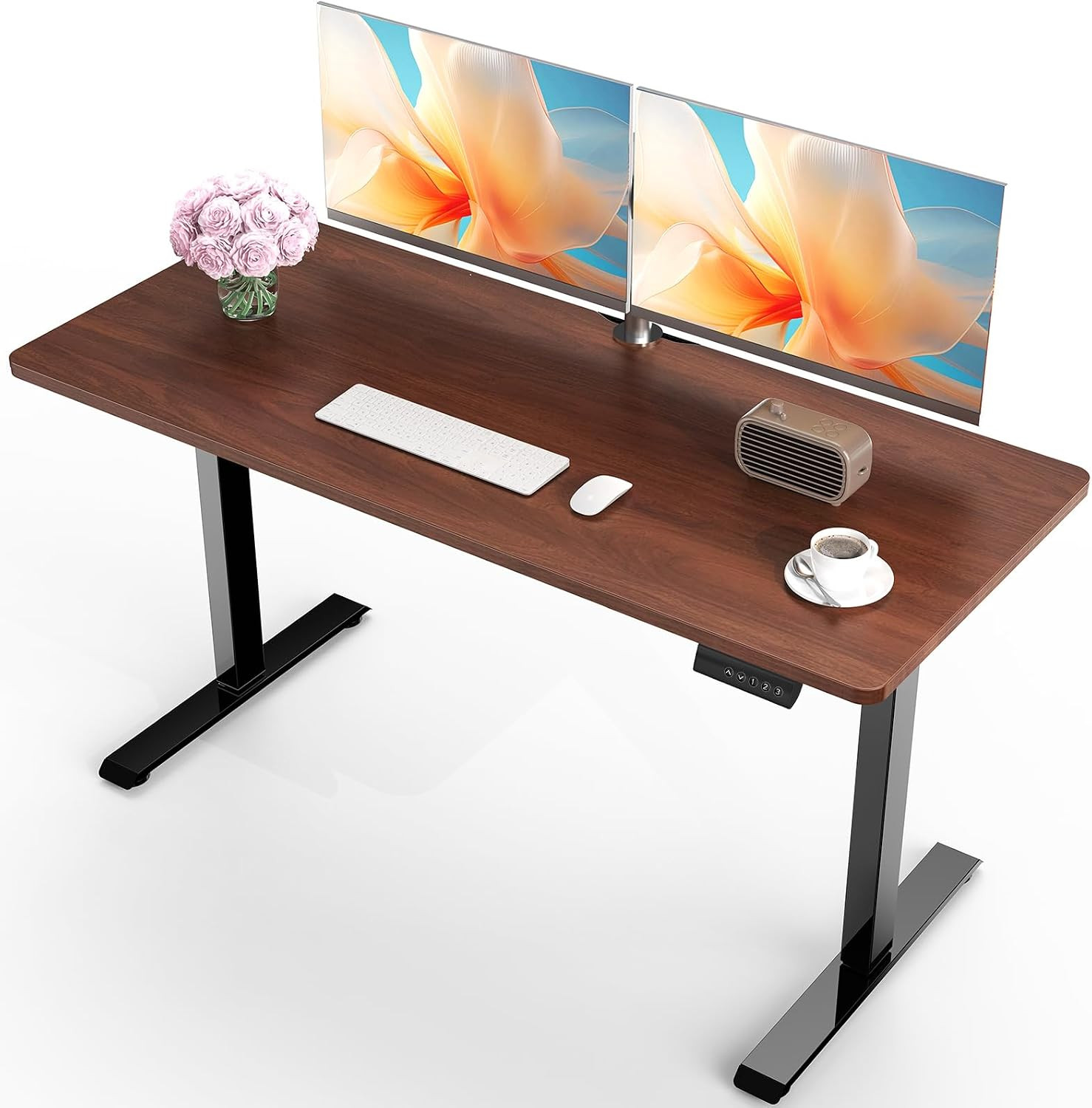 Standing Desk, Walnut, 47.2×23.6 Inch | Height Adjustable Sit Stand up Computer