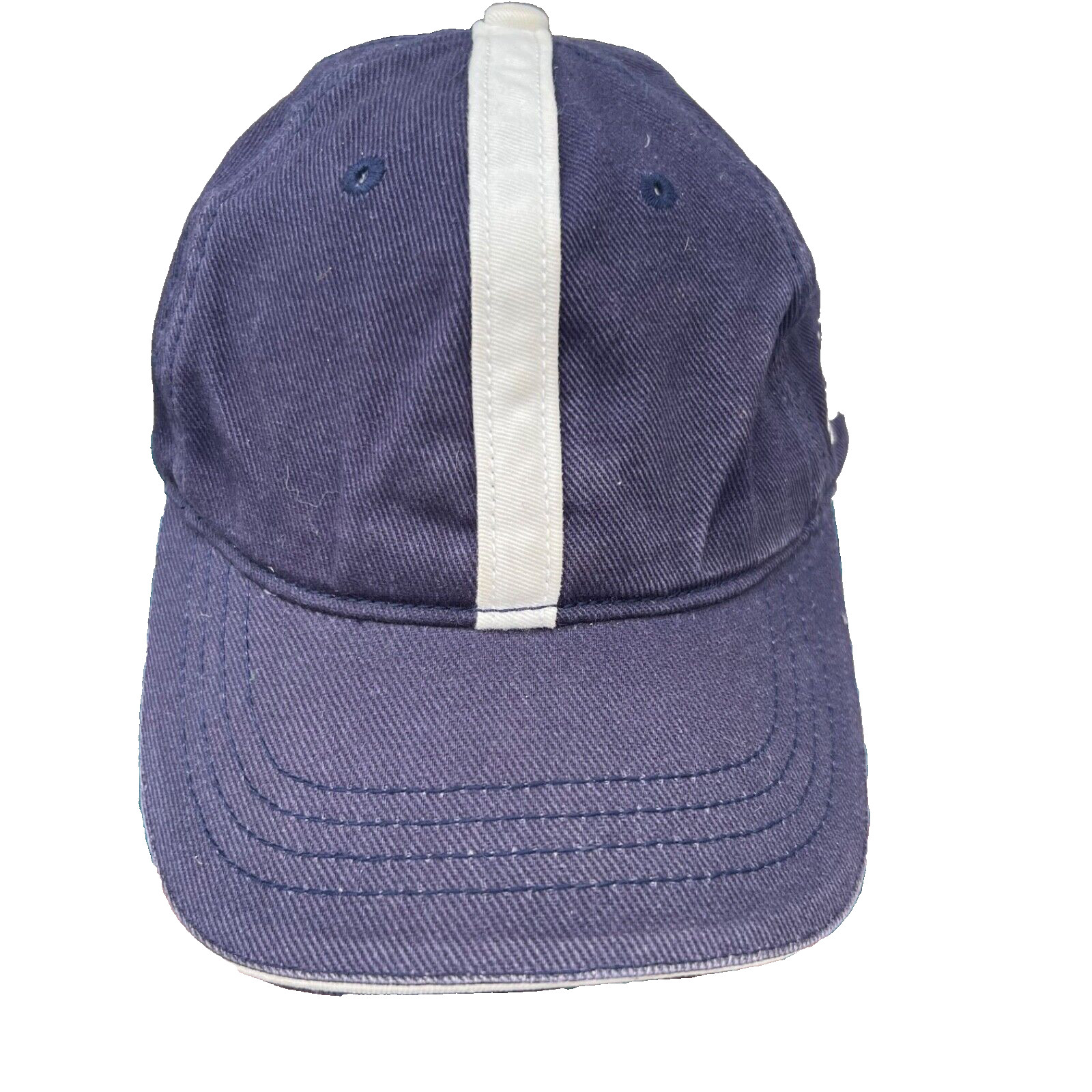 Roger Edward’s Vtg Canadian Made Hat Cap Navy Blue with White Stripe Hook Loop