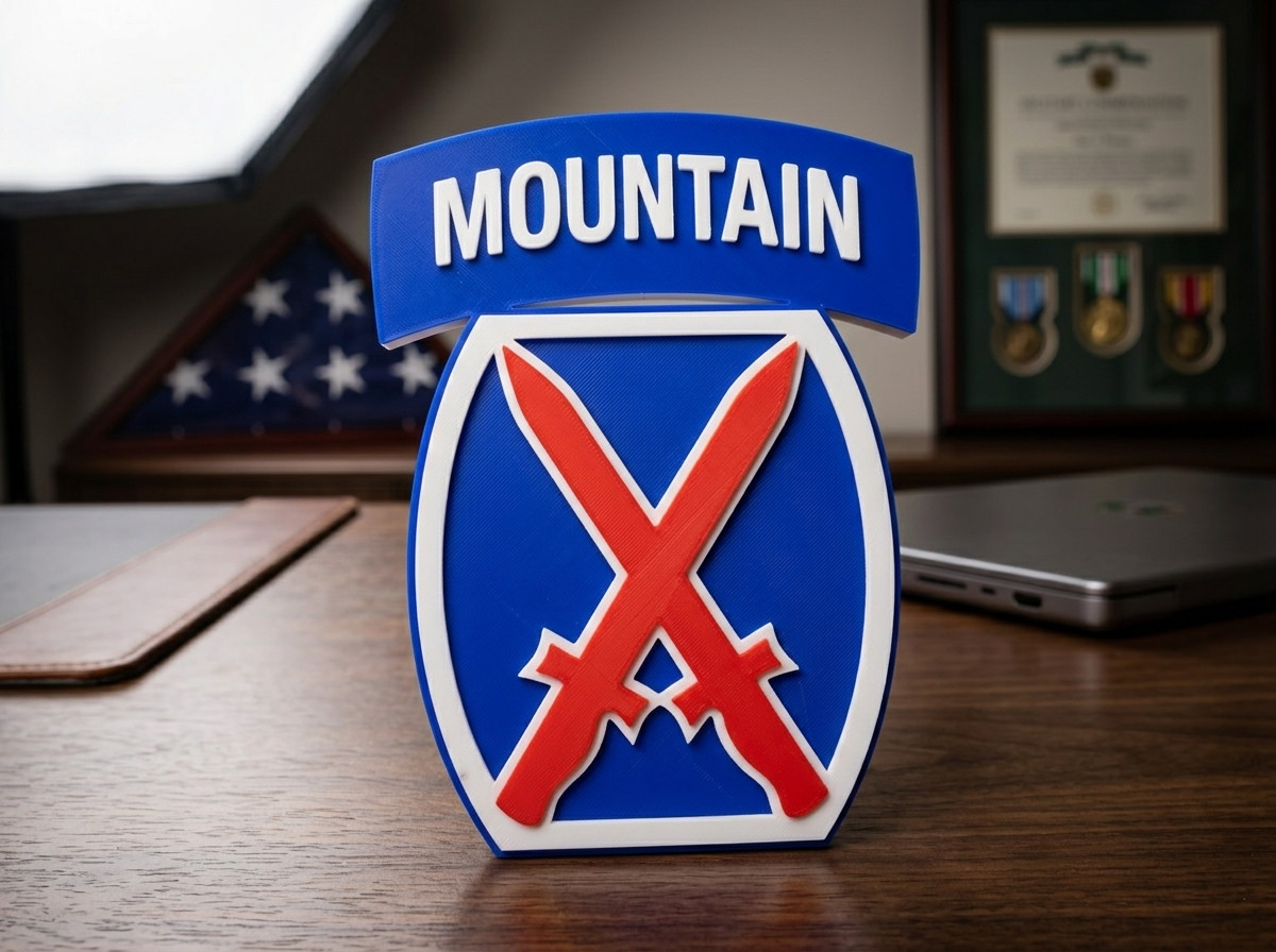 US Army 10th Mountain Division Wall Shelf 3D Sign Military Decor