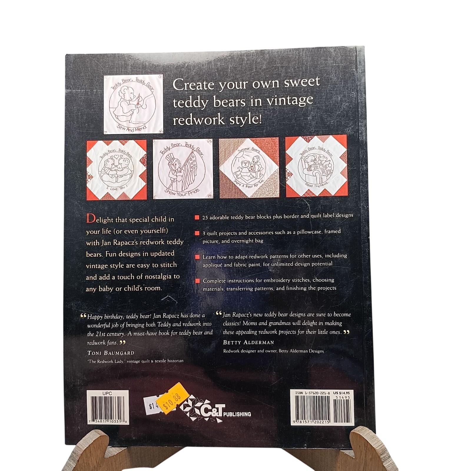 Teddy Bear Redwork Craft Book By Jan Rapacz - Vintage Quilt & Embroidery Pattern