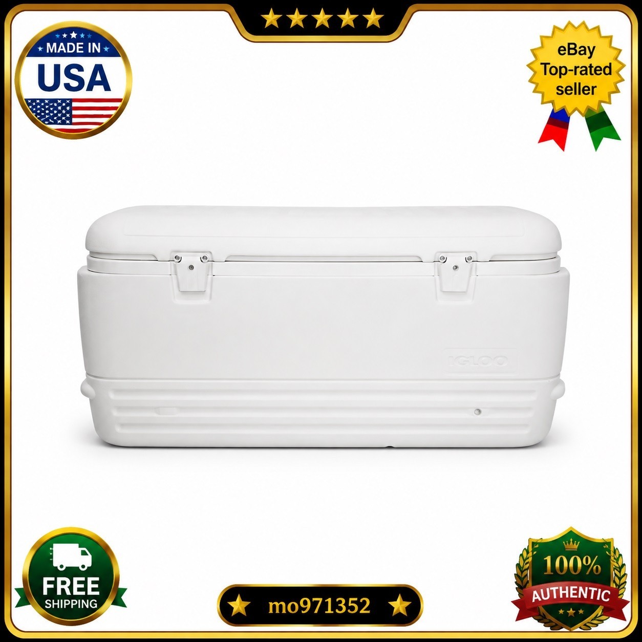 Igloo 120 Qt Large Cooler Ice Chest White Insulated Outdoor Camping Fishing-New