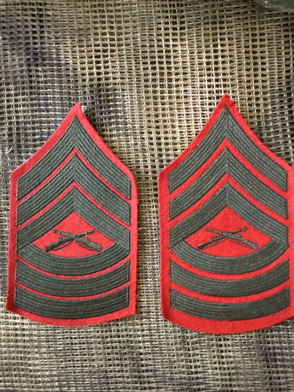 MASTER SERGEANT MARINE CORPS SHOULDER PATCHES SERVICE DRESS CHEVRON Pair Used