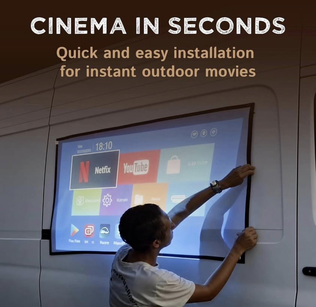 84" Magnetic Outdoor Projector Screen 16:9 HD Foldable for SUV Van RV Camping