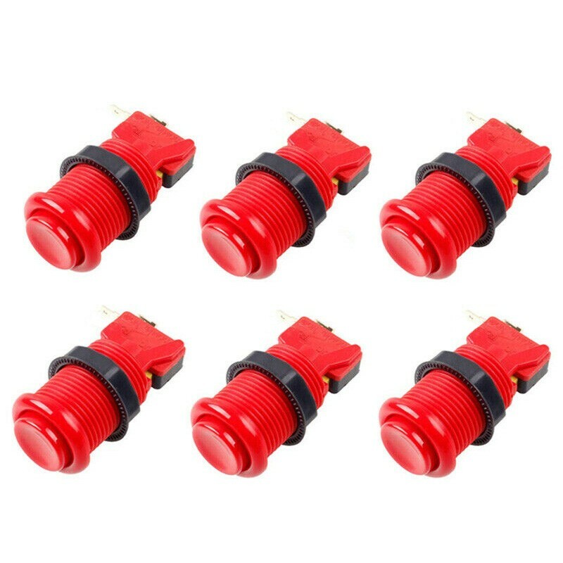 6 Pcs Arcade Game HAPP Style Push Button with Microswitch For JAMMA MAME DIY Red