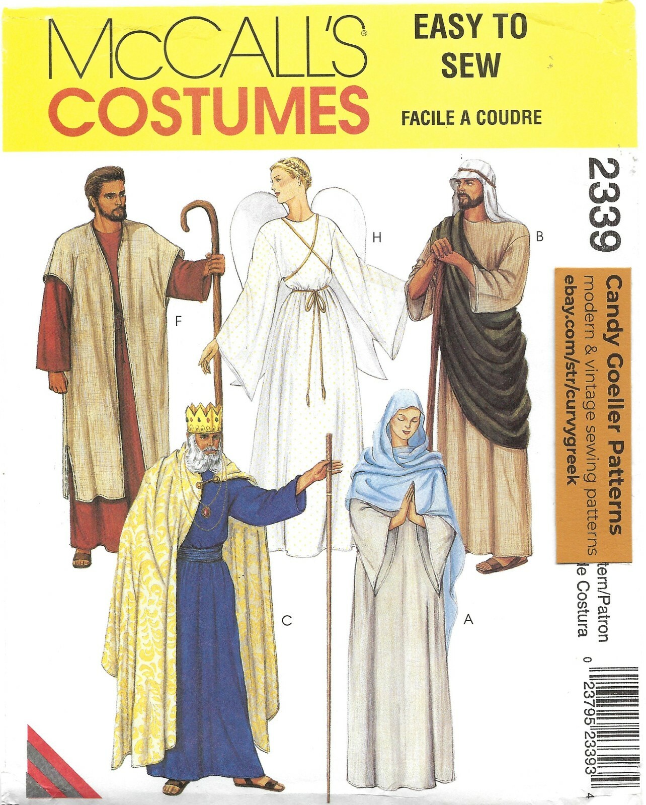 McCall's 2339 EASY Adult BIBLE Costume PATTERN Angel Jesus CHOOSE SIZE UNCUT