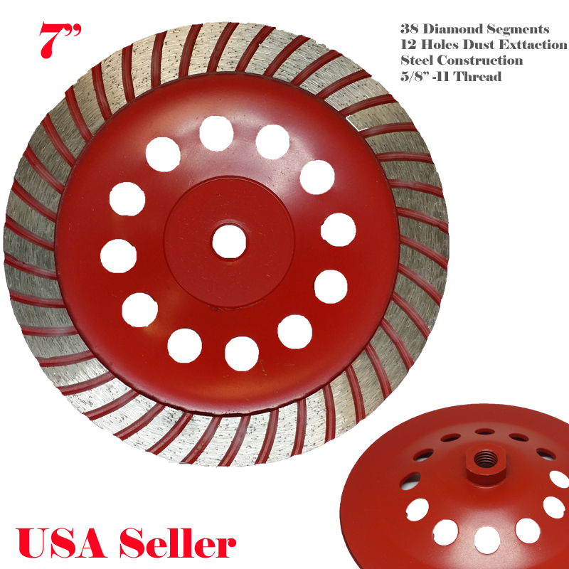 7" x 38 Segment 5/8-11 Thread Diamond Grinding CUP Wheel Disc Grinder Turbo