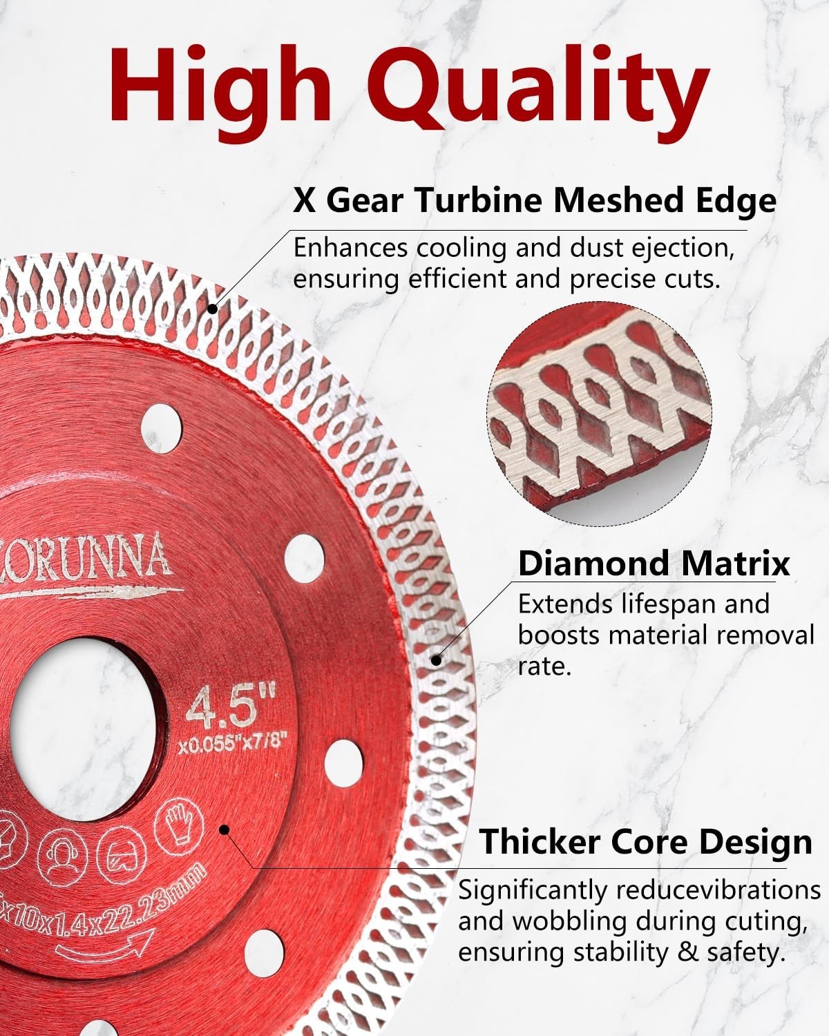 4.5" Diamond Blade for Angle Grinder, Super Thin Tile Saw Blades for Smooth Cutt