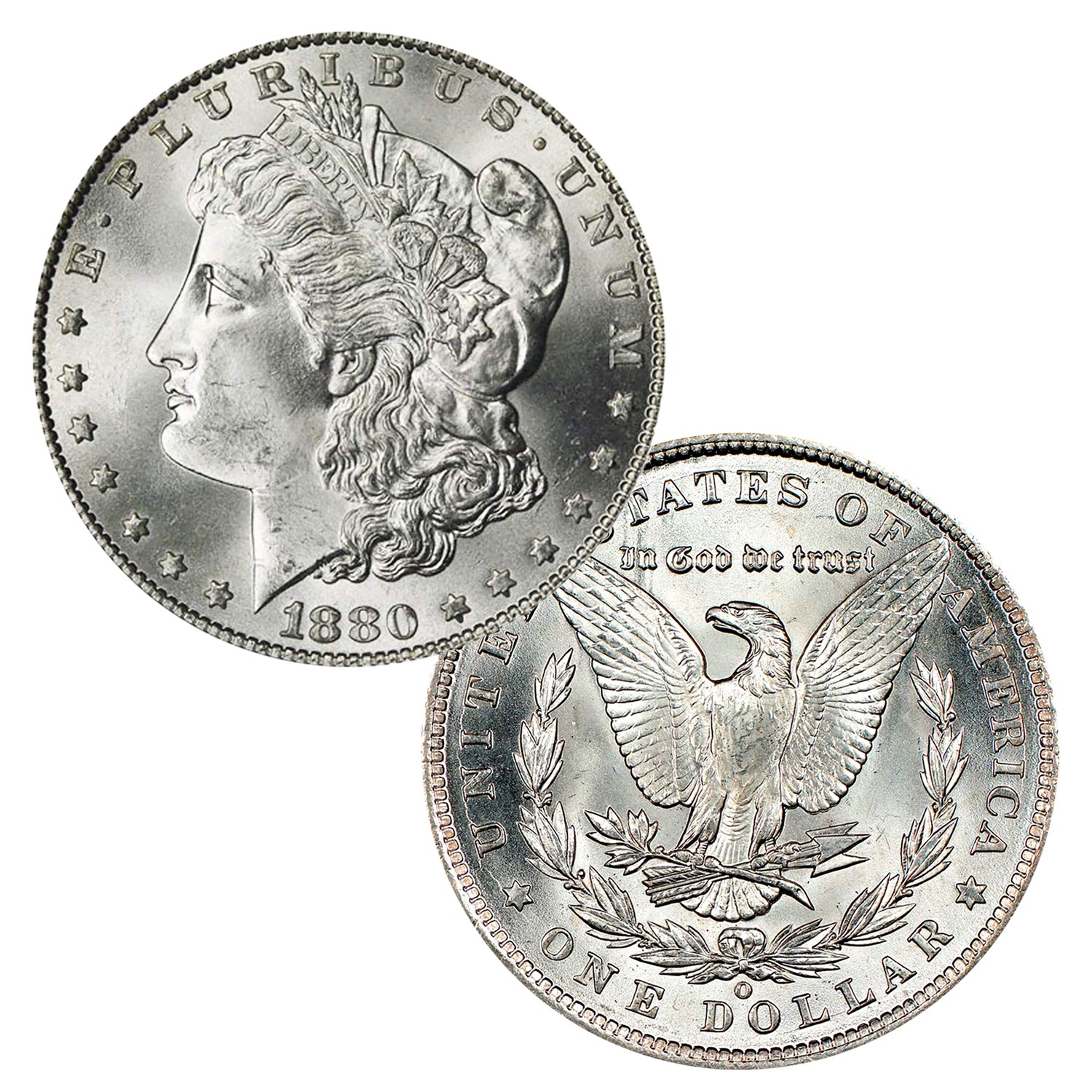 1880 O Morgan Silver Dollar $1 Brilliant Uncirculated BU 90% Silver